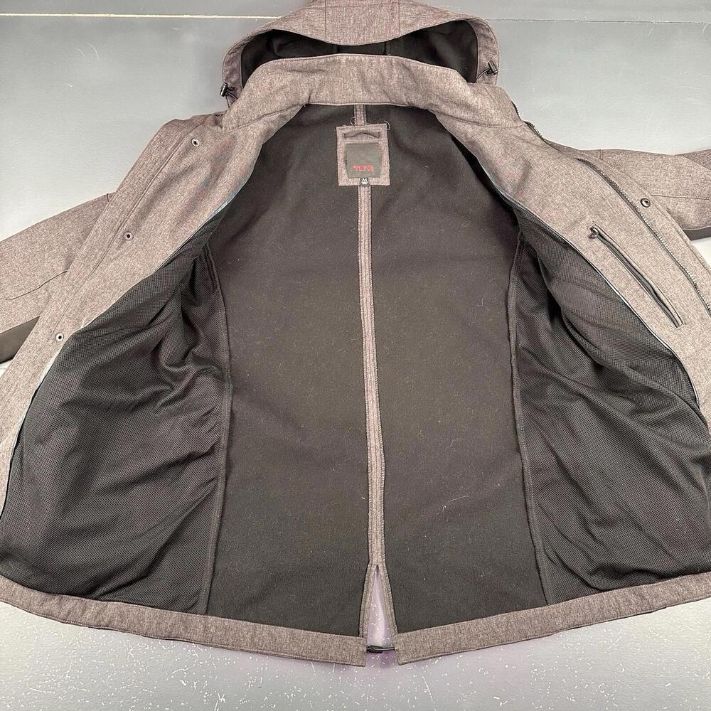 Tumi Jacket Mens Medium Gray Black Tech Fleece Long Parka Hooded Gorpcore - Picture 3 of 8
